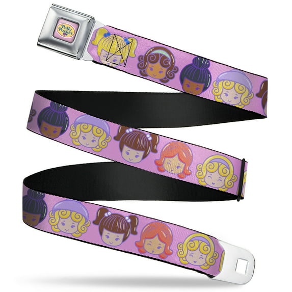 Polly Pocket Belt, Seatbelt Buckle Belt, Polly Pocket Ten Doll Face Expressions Pink, Youth 22 to 32 Inches