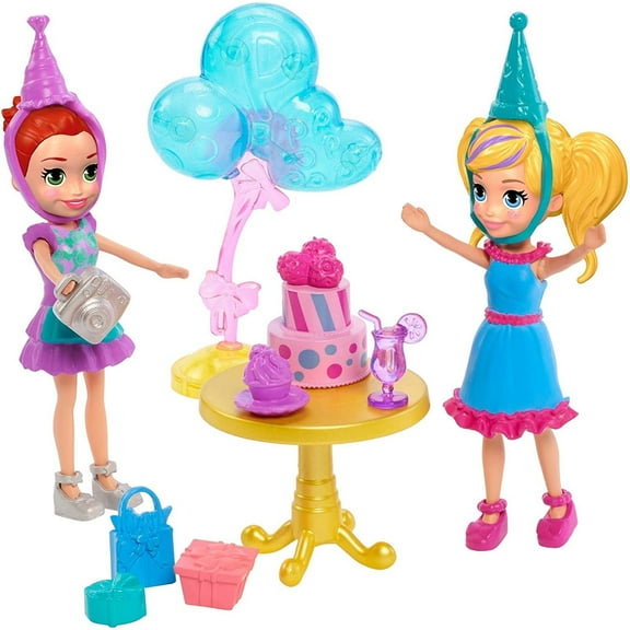 Polly Pocket Birthday Party Pack Doll Playset, 37 Pieces