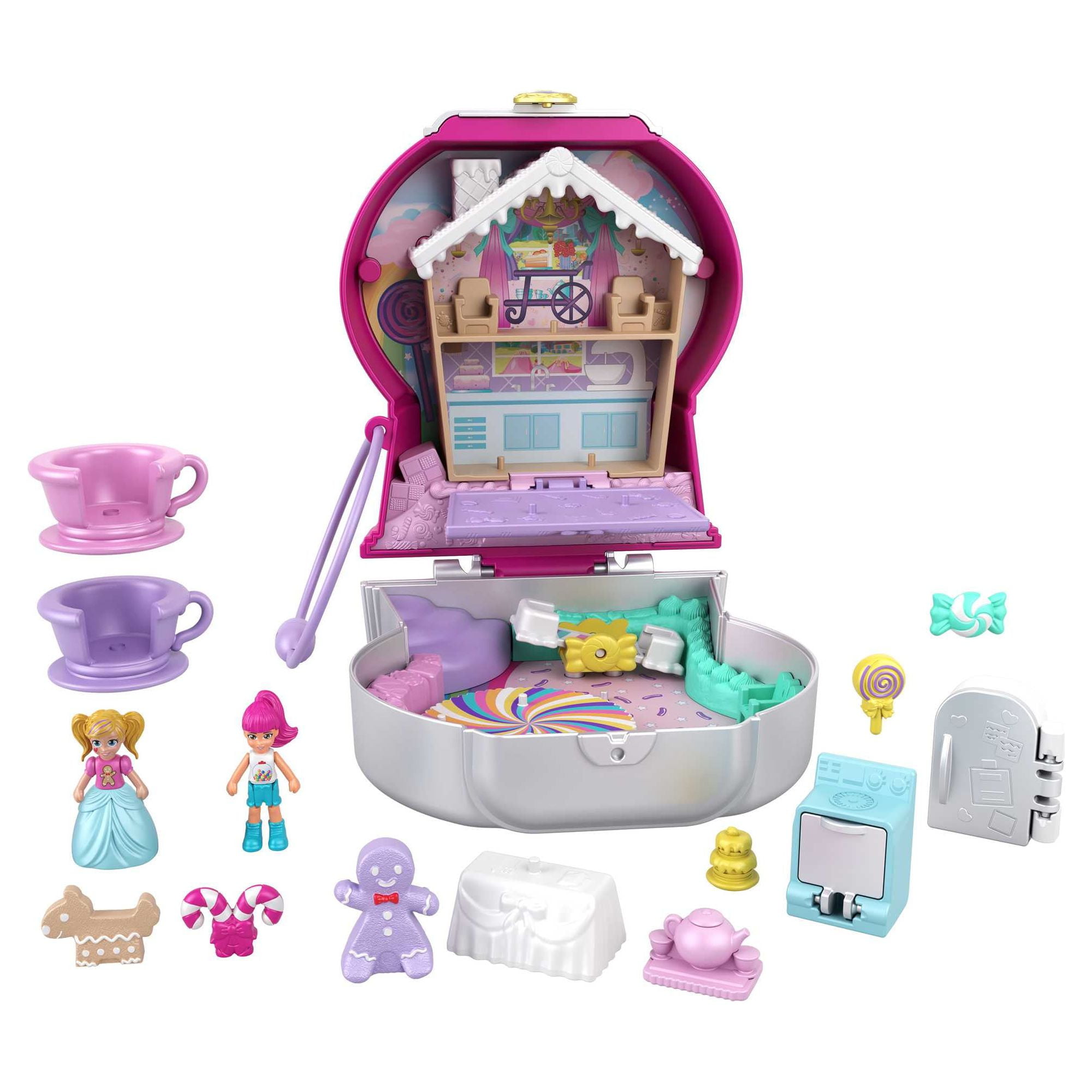  Polly Pocket Playset, Friends Compact With 6 Dolls and 9  Accessories : Toys & Games