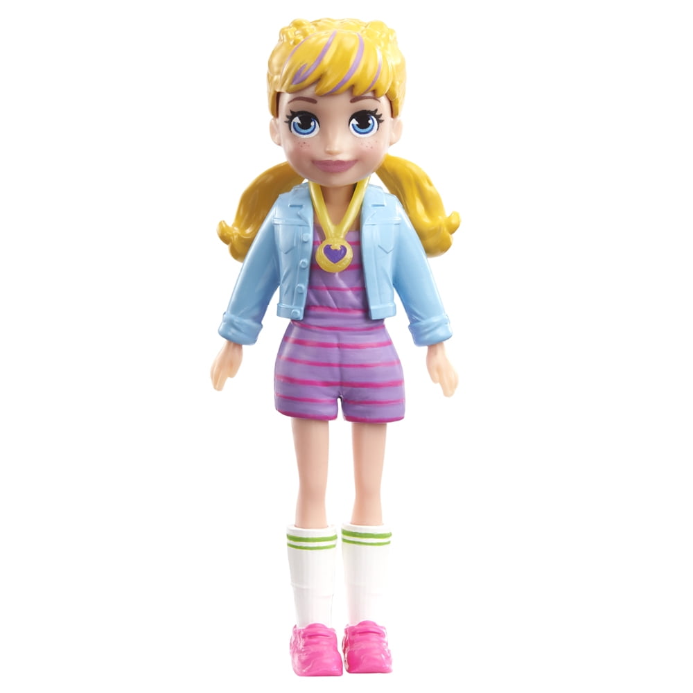 Polly Pocket Collectible Doll Polly Wearing Purple and Pink Striped