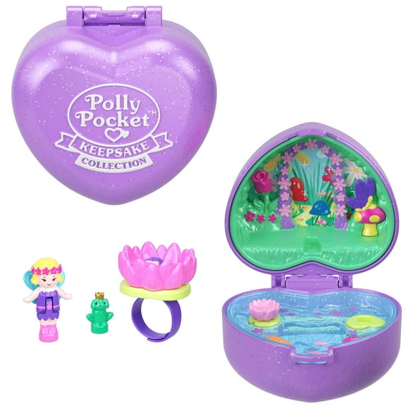 Polly Pocket Collector, Heritage Ring Box Assortment, Micro Dolls & Compact Playset, Keepsake Collection Jewelry Case