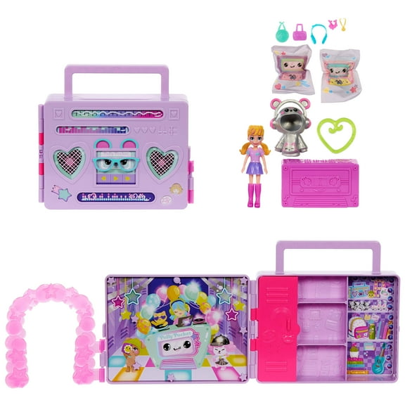 Polly Pocket Disco Dance Fashion Reveal Doll & Playset with Unboxing Surprises & Water Play