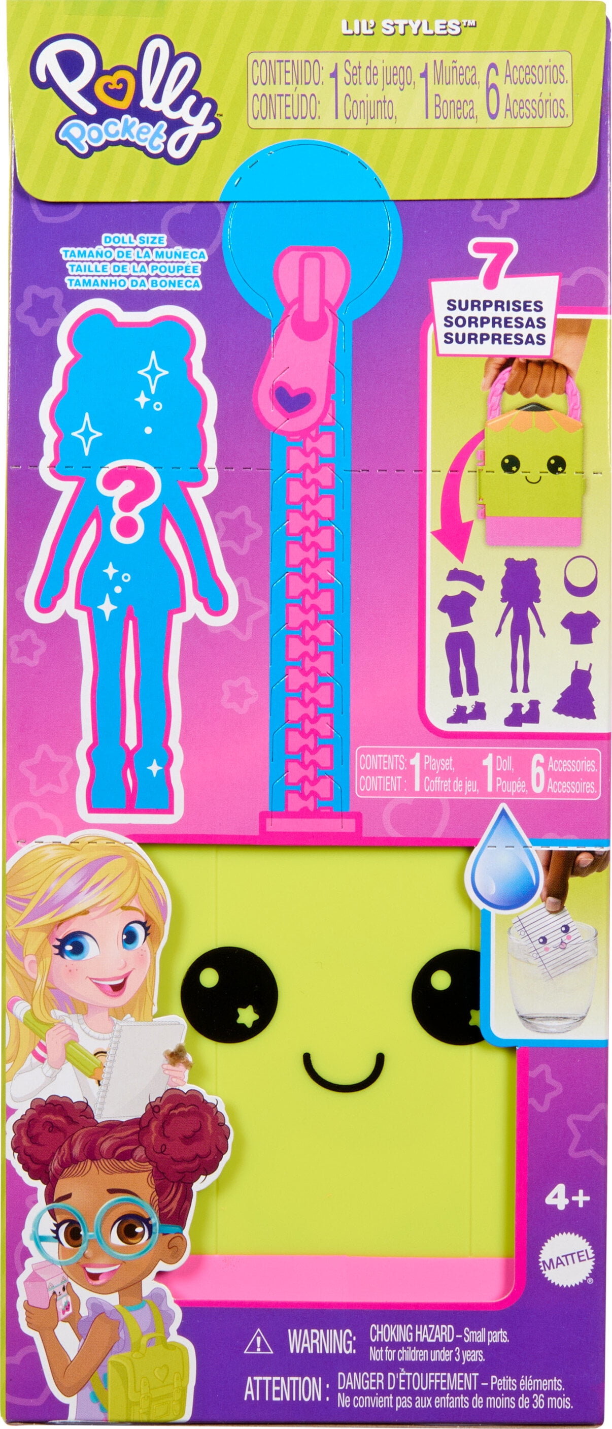 Polly Pocket Dolls & Playset, Lil’ Styles Travel Toy Collection with 3inch Doll, MultiColor  (图1)