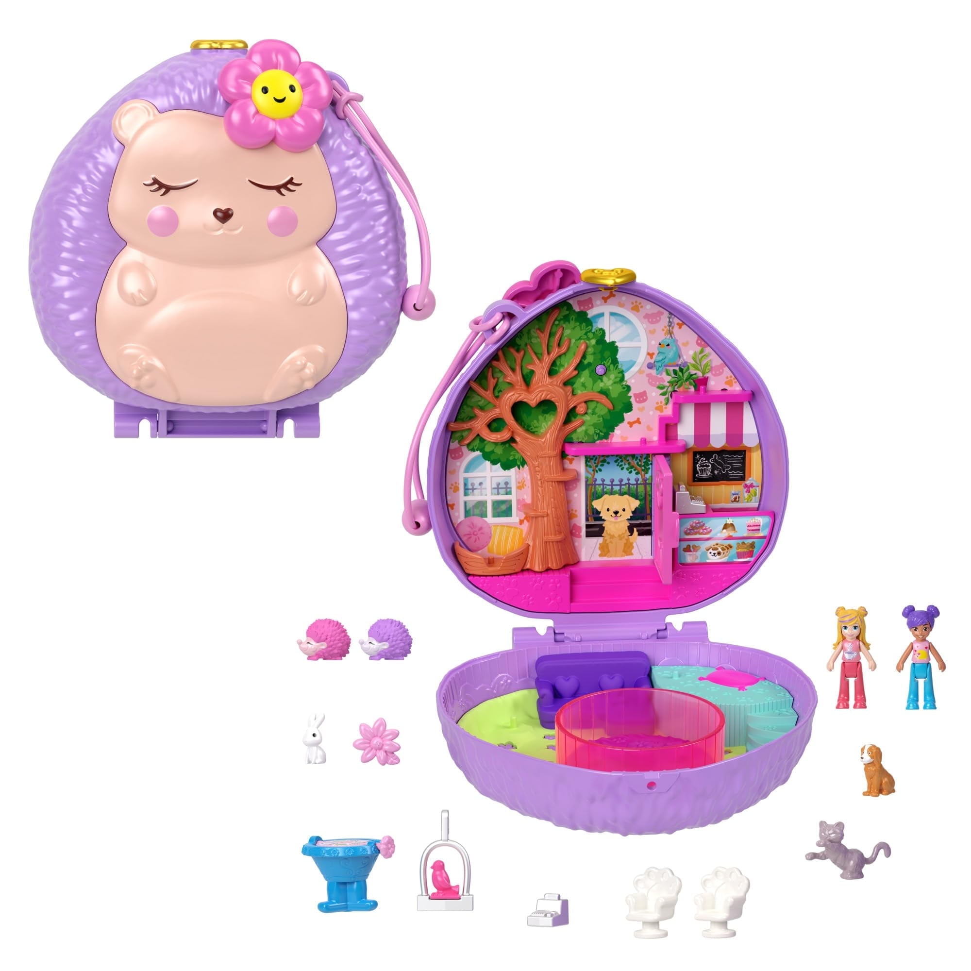 Polly Pocket Doll and Playset, Hedgehog Coffee Shop Compact with 