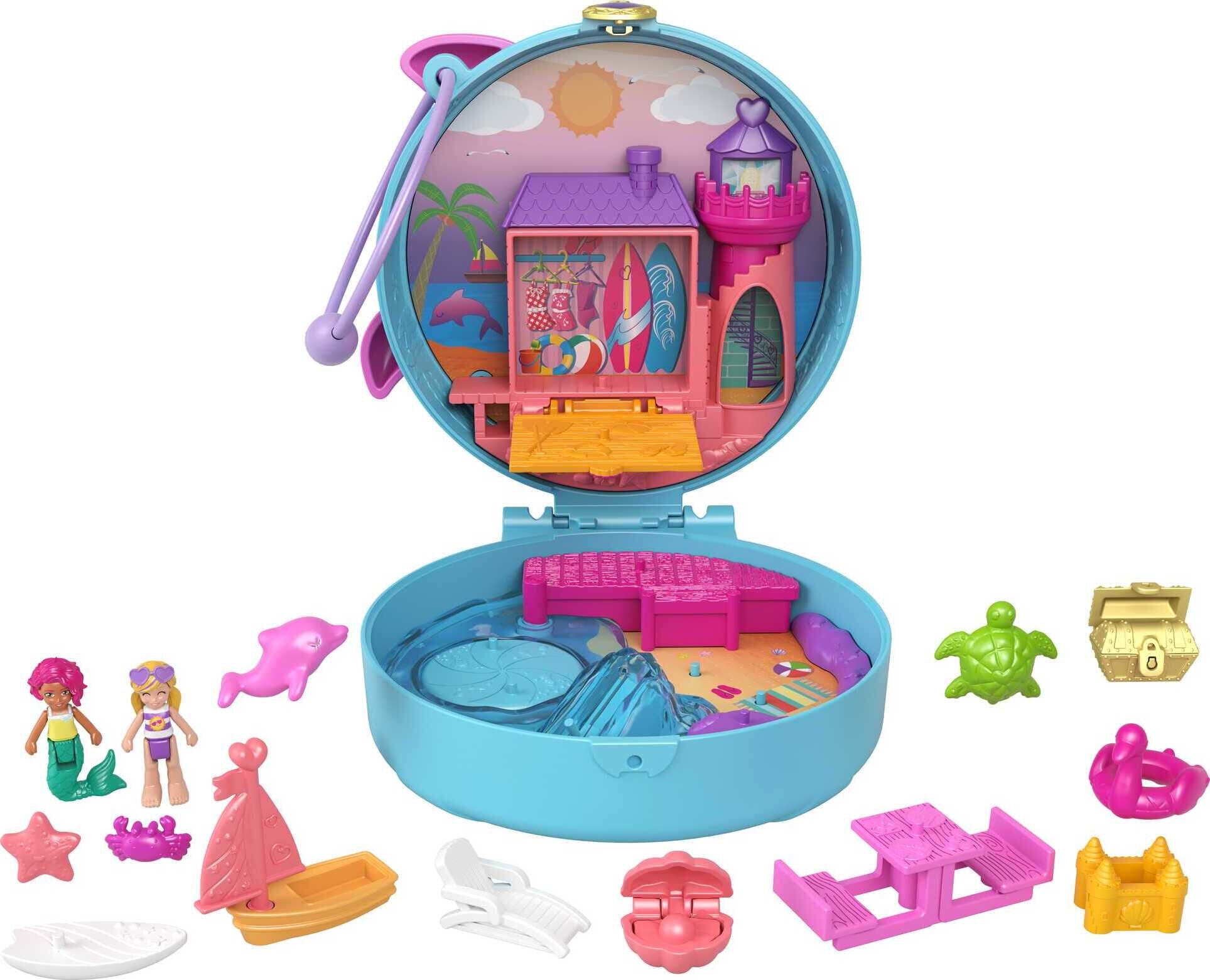 Polly Pocket Dolphin Compact with 2 Micro Dolls & Accessories, Travel Toys - Walmart.com