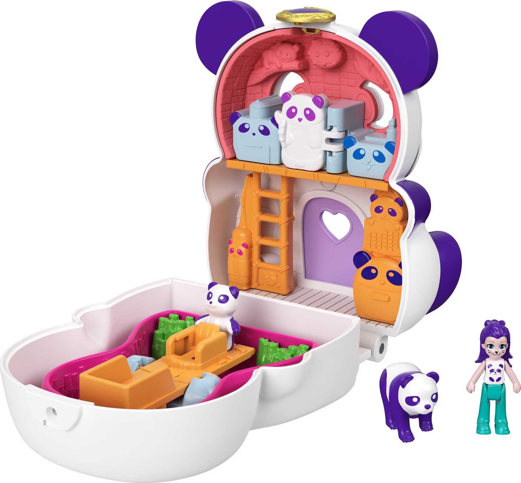 Polly Pocket Flip & Find Panda Compact, Micro Doll, Pet & Accessories, Travel Toy with Flip Bottom - image 1 of 7