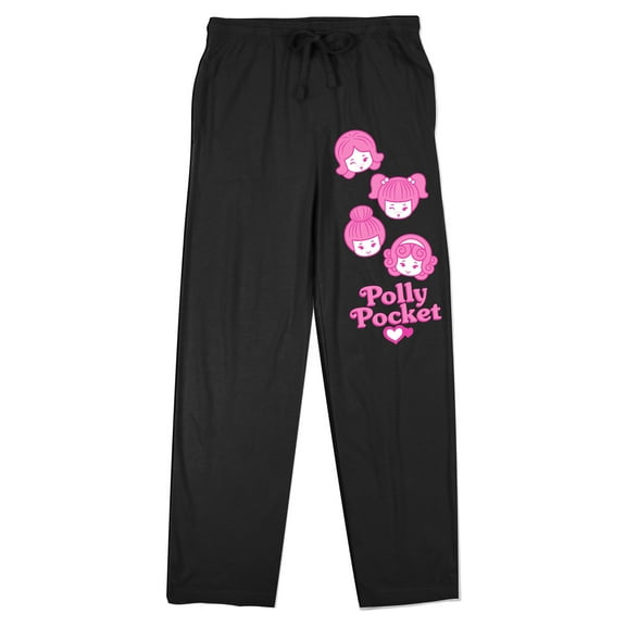 Polly Pocket Four Doll Heads Women's Black Sleep Pajama Pants-Medium