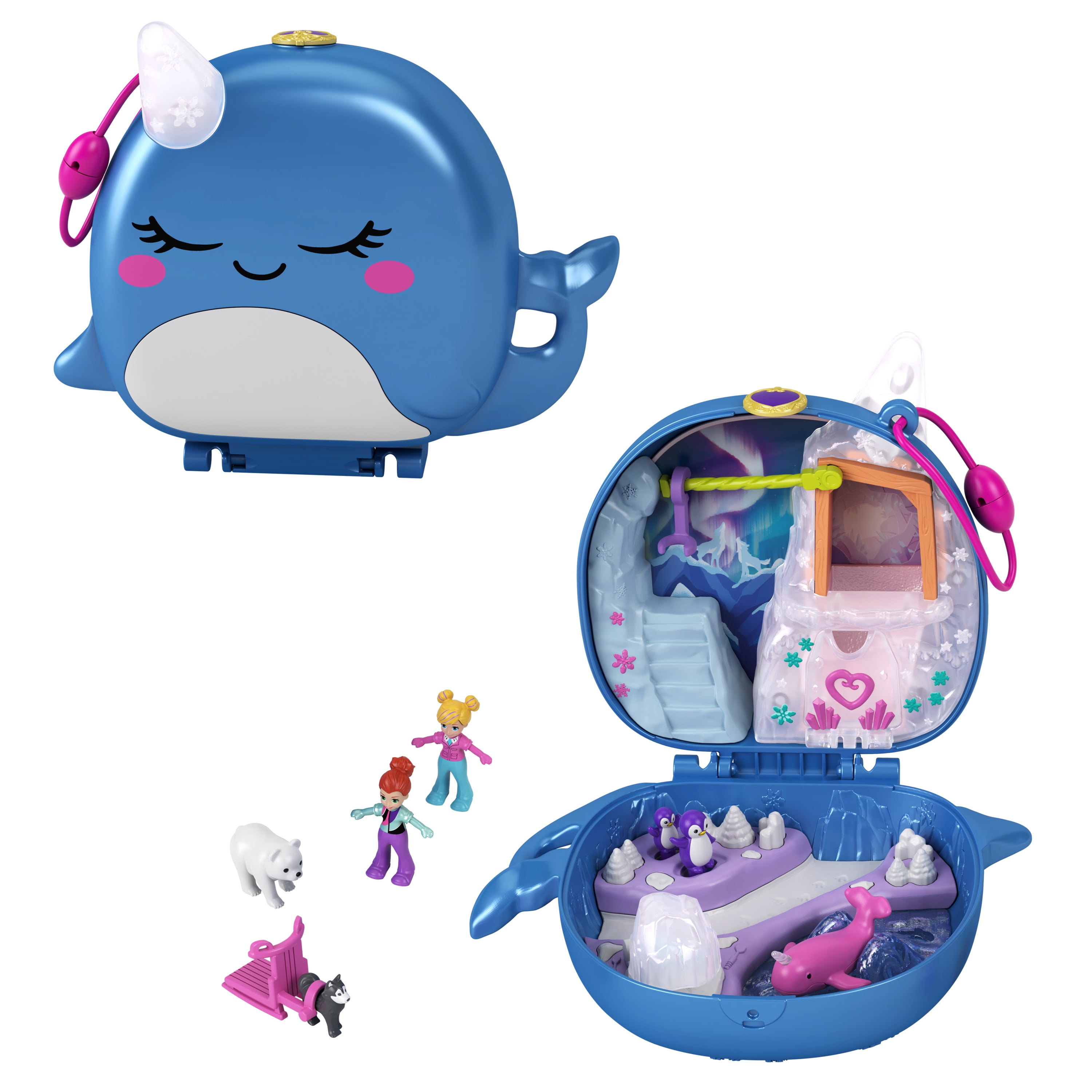 Polly Pocket Playset, Freezin' Fun Narwhal Compact Carry Purse
