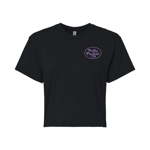 Polly Pocket - Front Logo And Back Case Grid - Junior's - Women's Cropped T-shirt