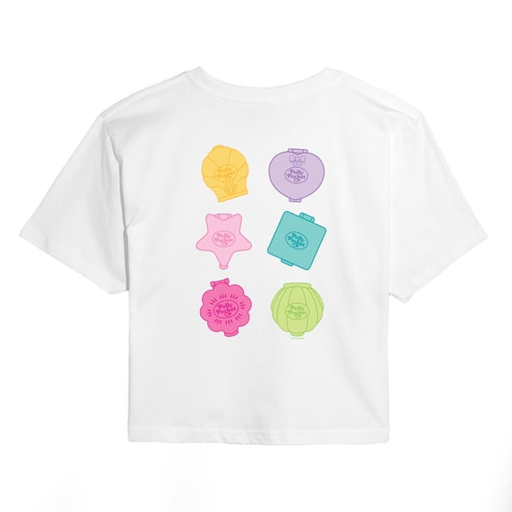 Polly Pocket - Front Logo And Back Case Grid - Junior's - Women's Cropped T-shirt