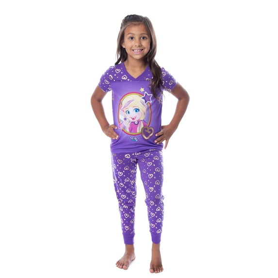 Polly Pocket Girls' Animated Series Heart Shirt Pants Jogger Pajama Set