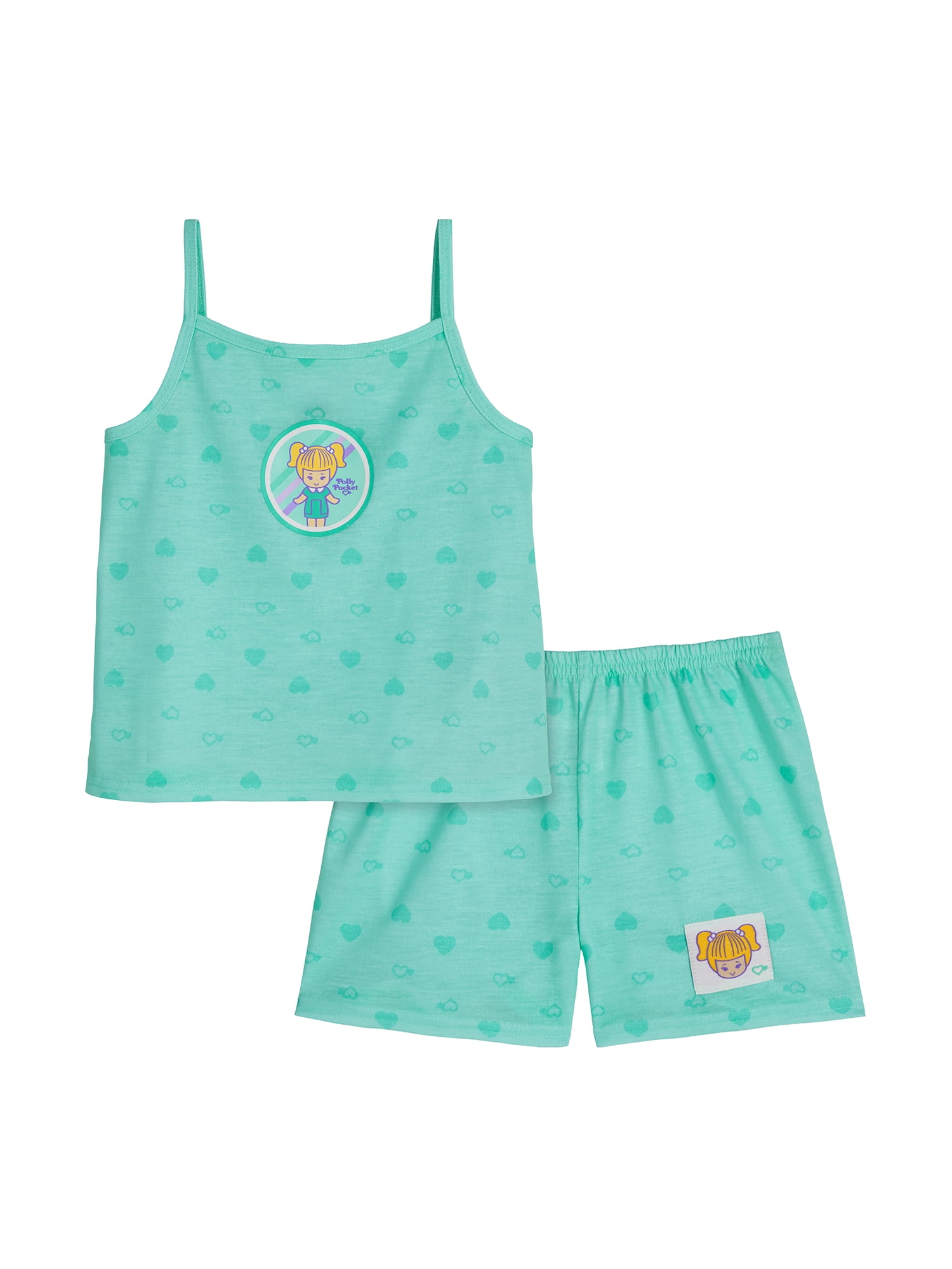 Polly Pocket Girls Tank Sleep Top and Shorts Pajama Set, 2-Piece, Sizes 4-12