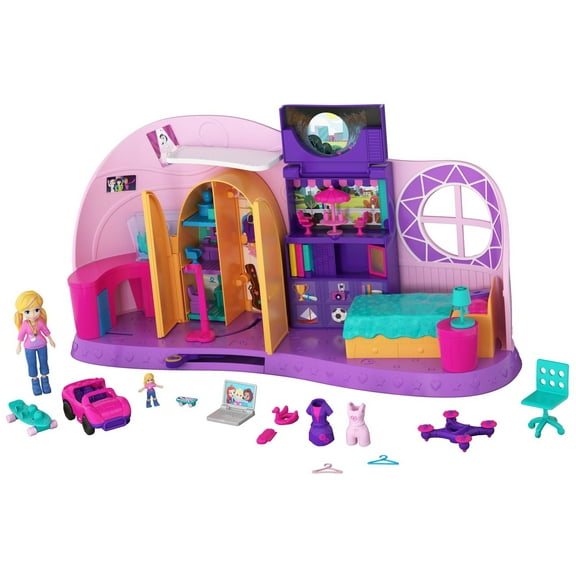 Polly Pocket Go Tiny! Room Playset with Adventure Dolls & Accessories