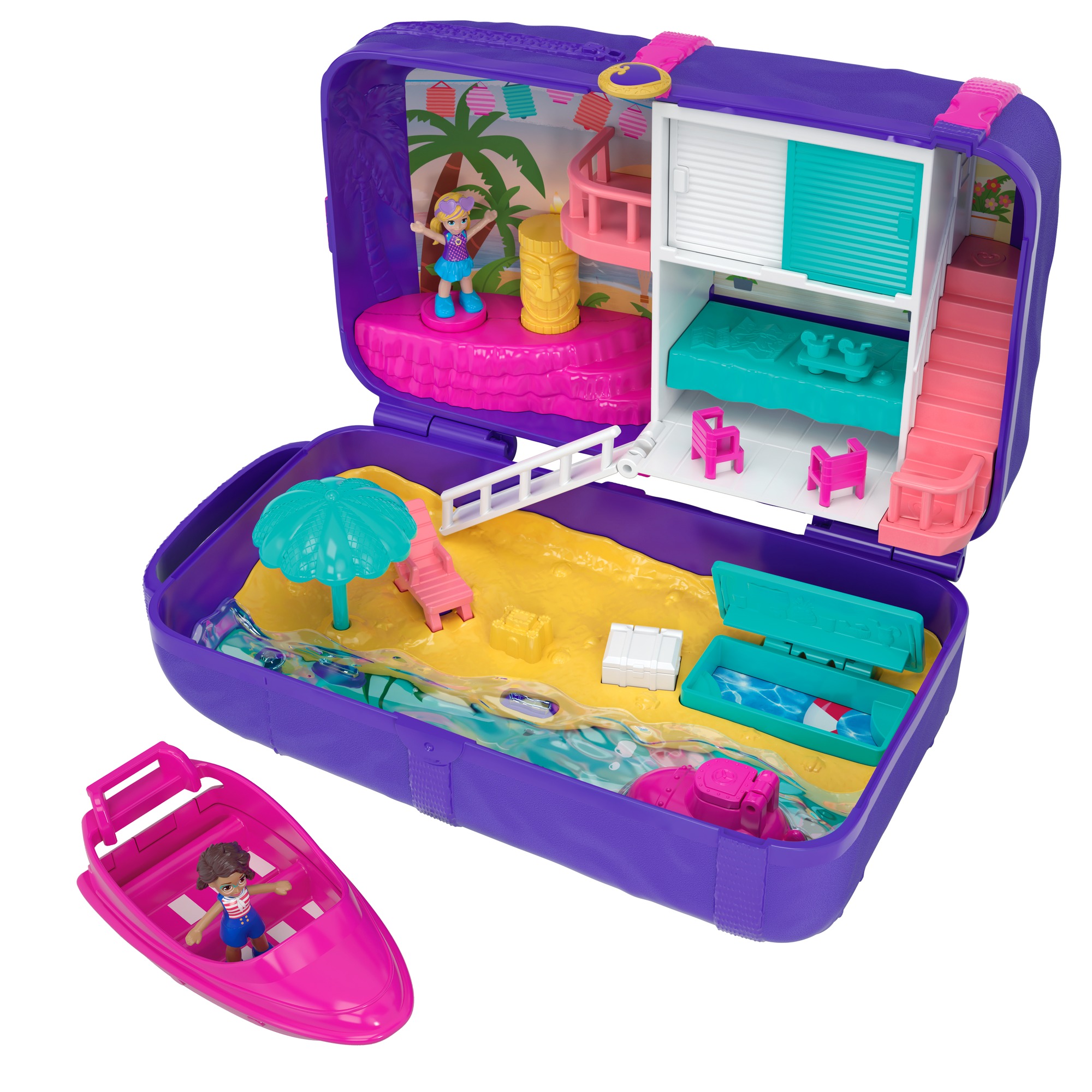 Polly Pocket Hidden Places Beach Vibes Backpack Compact with 2 Dolls - image 1 of 10