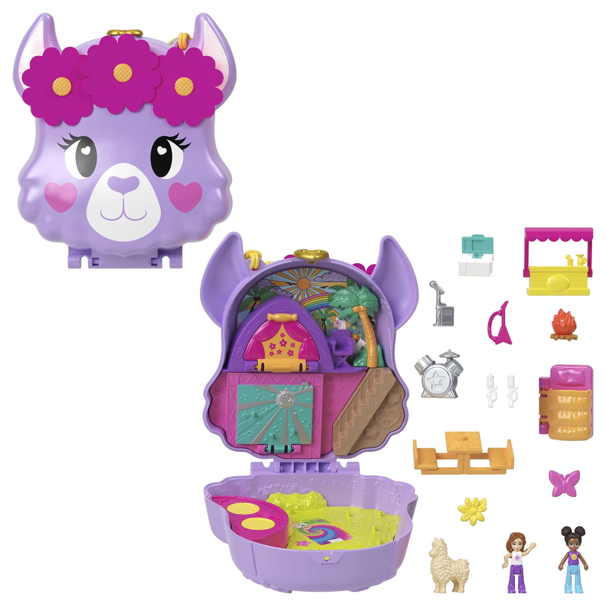 Polly Pocket Juego Y Juguete De Viaje Con 2 Icro Uñecas, Juguete De