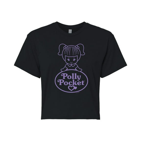 Polly Pocket - Logo And Doll - Juniors Cropped Cotton Blend T-Shirt