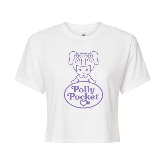 Polly Pocket - Logo And Doll - Juniors Cropped Cotton Blend T-Shirt