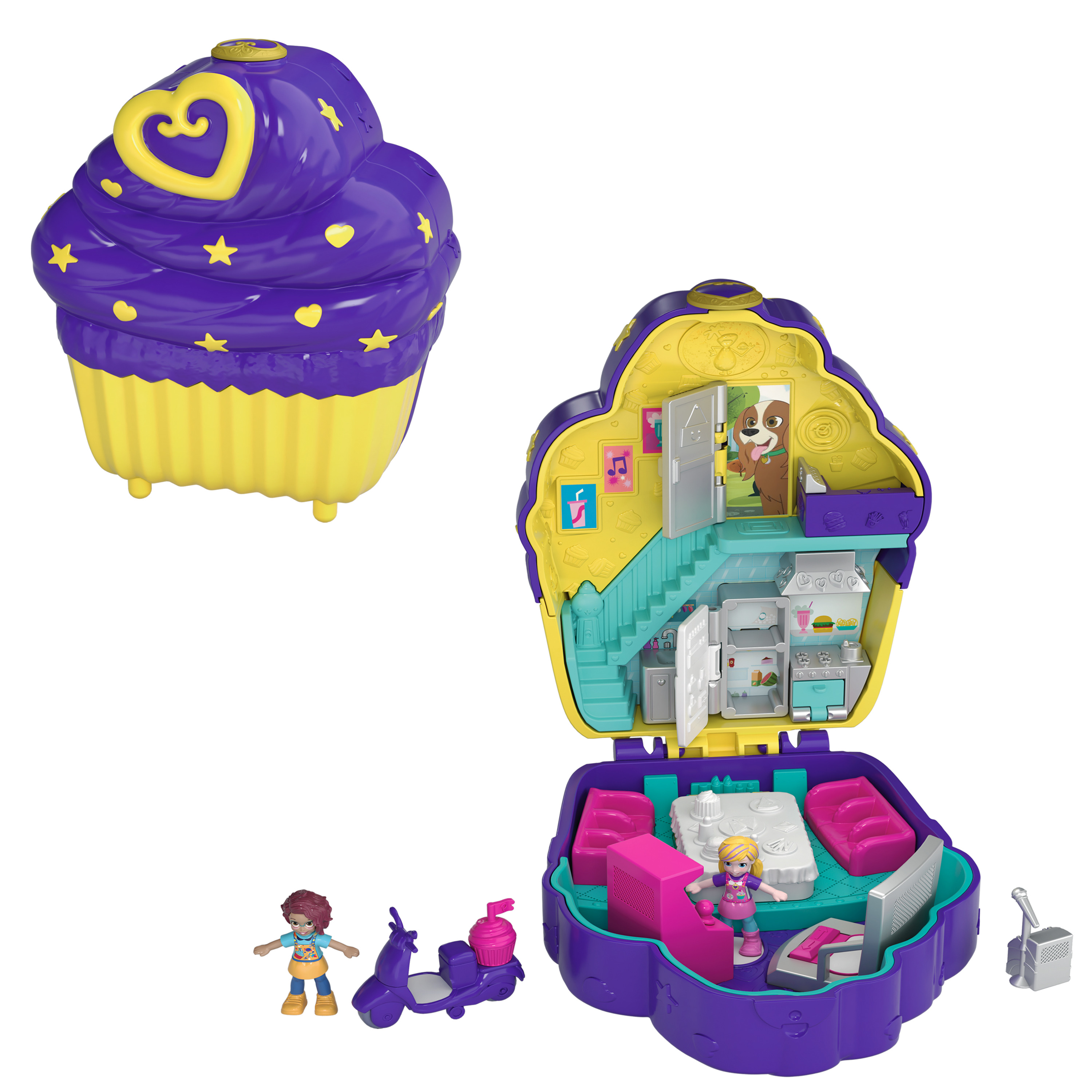 Polly Pocket Pocket Sweet Treat Cupcake Cafe-Themed Compact with Dolls - image 1 of 8