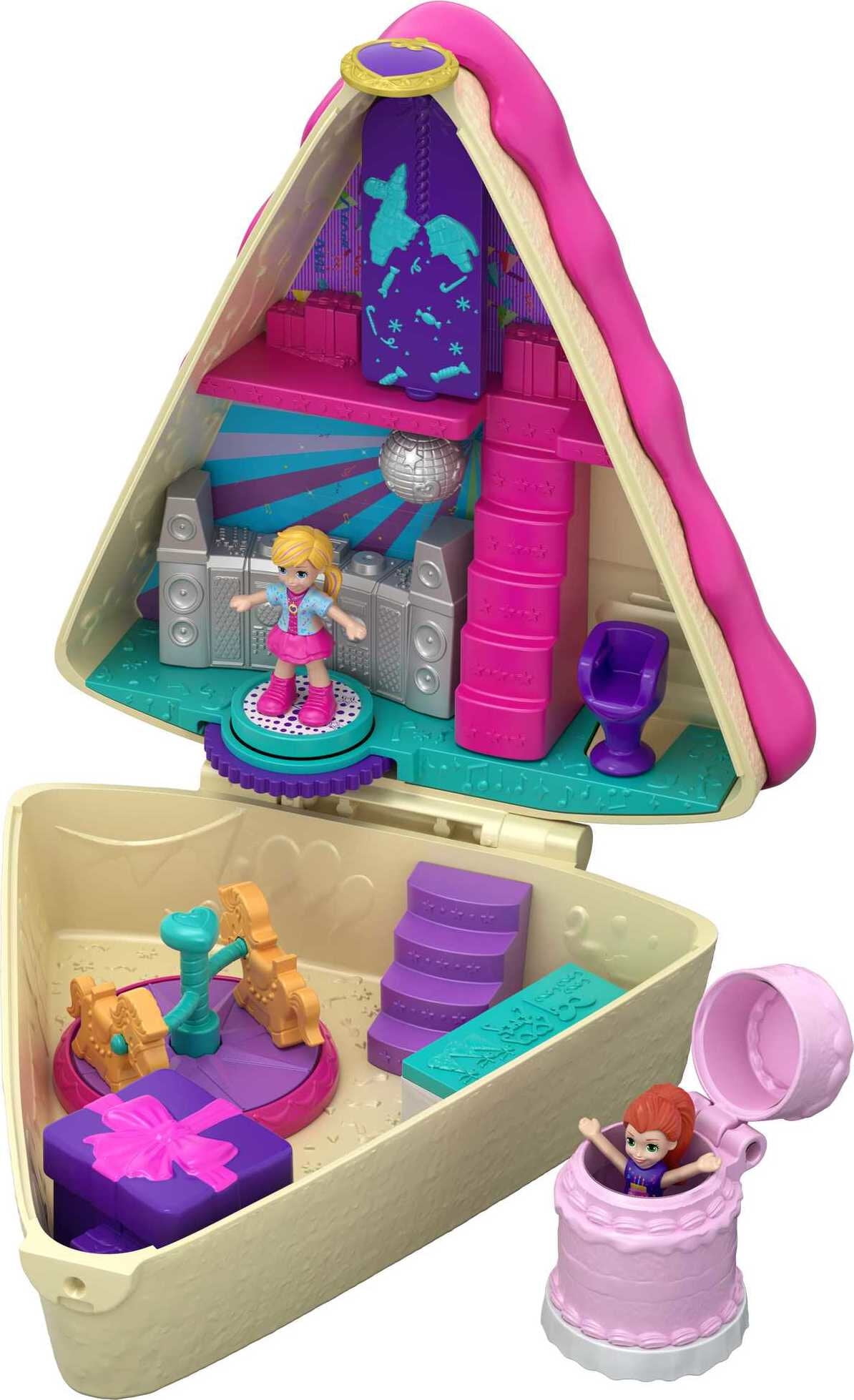 Polly Pocket Unicorn Tea Party Compact Playset with 2 Micro Dolls &  Accessories, Travel Toys