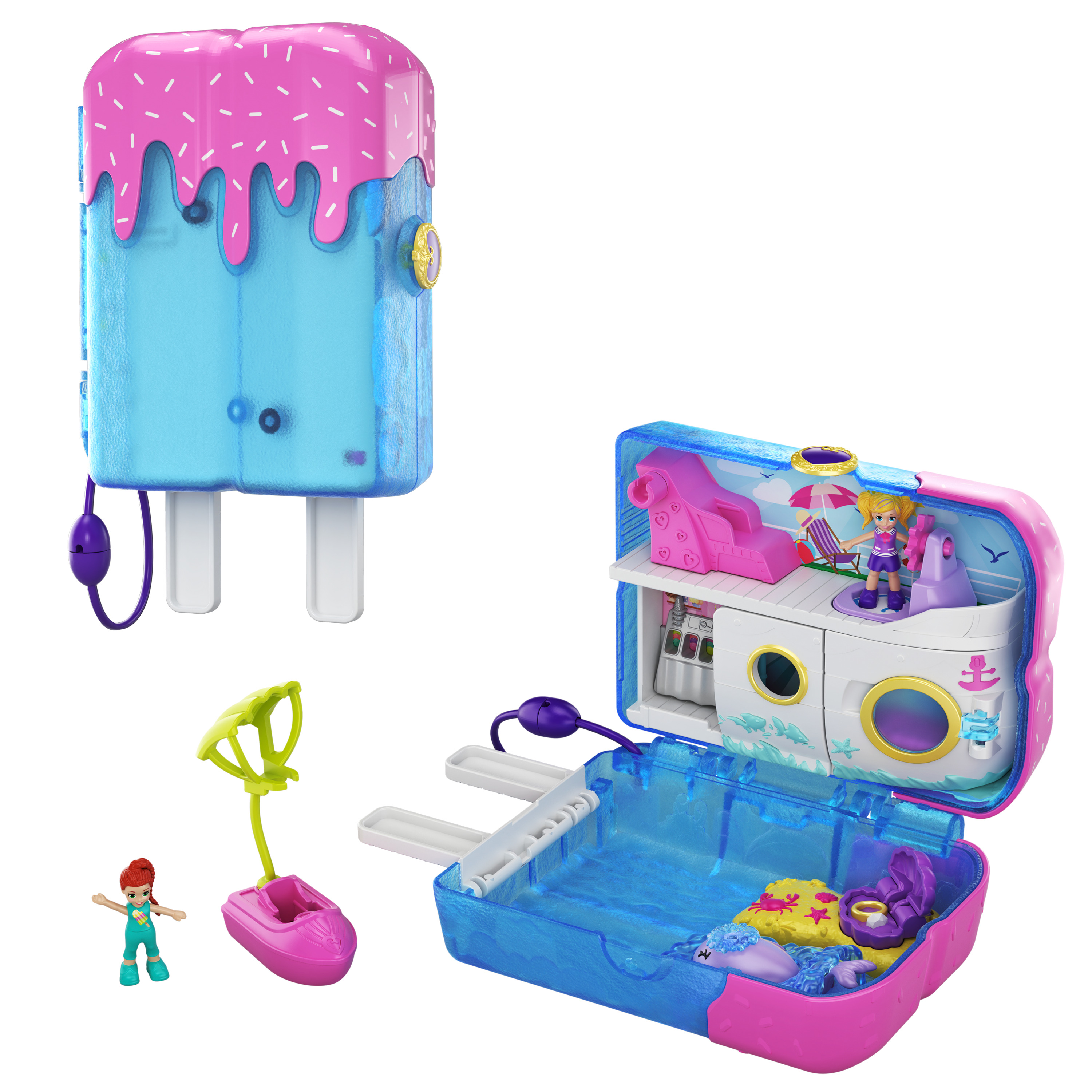 Polly Pocket Pocket World Sweet Sails Cruise Ship Compact Playset with 2 Micro Dolls & Accessories - image 1 of 7