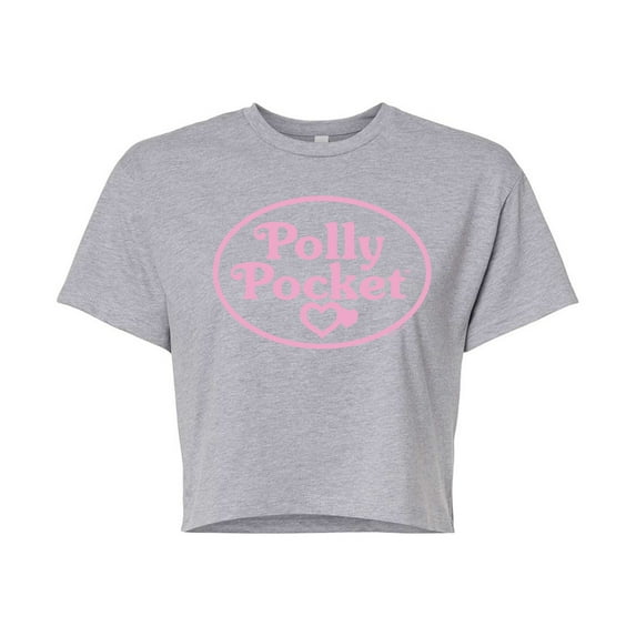 Polly Pocket - Polly Pocket Pink Logo - Juniors Cropped Cotton Blend T-Shirt