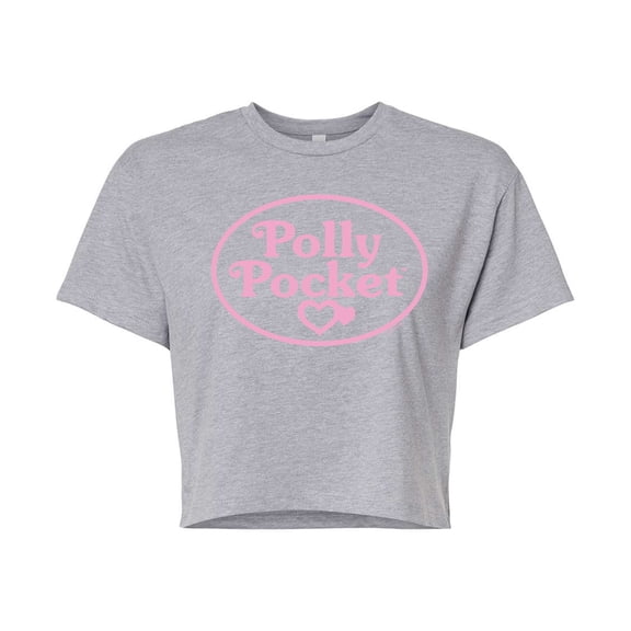 Polly Pocket - Polly Pocket Pink Logo - Juniors Cropped Cotton Blend T-Shirt