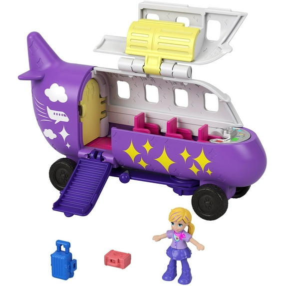 Polly Pocket Pollyville Airplane with Micro Polly Doll & Themed Accessories