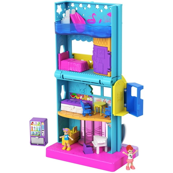Polly Pocket Pollyville Hotel With 4 Floors, 2 Micro Dolls & 5 Accessories