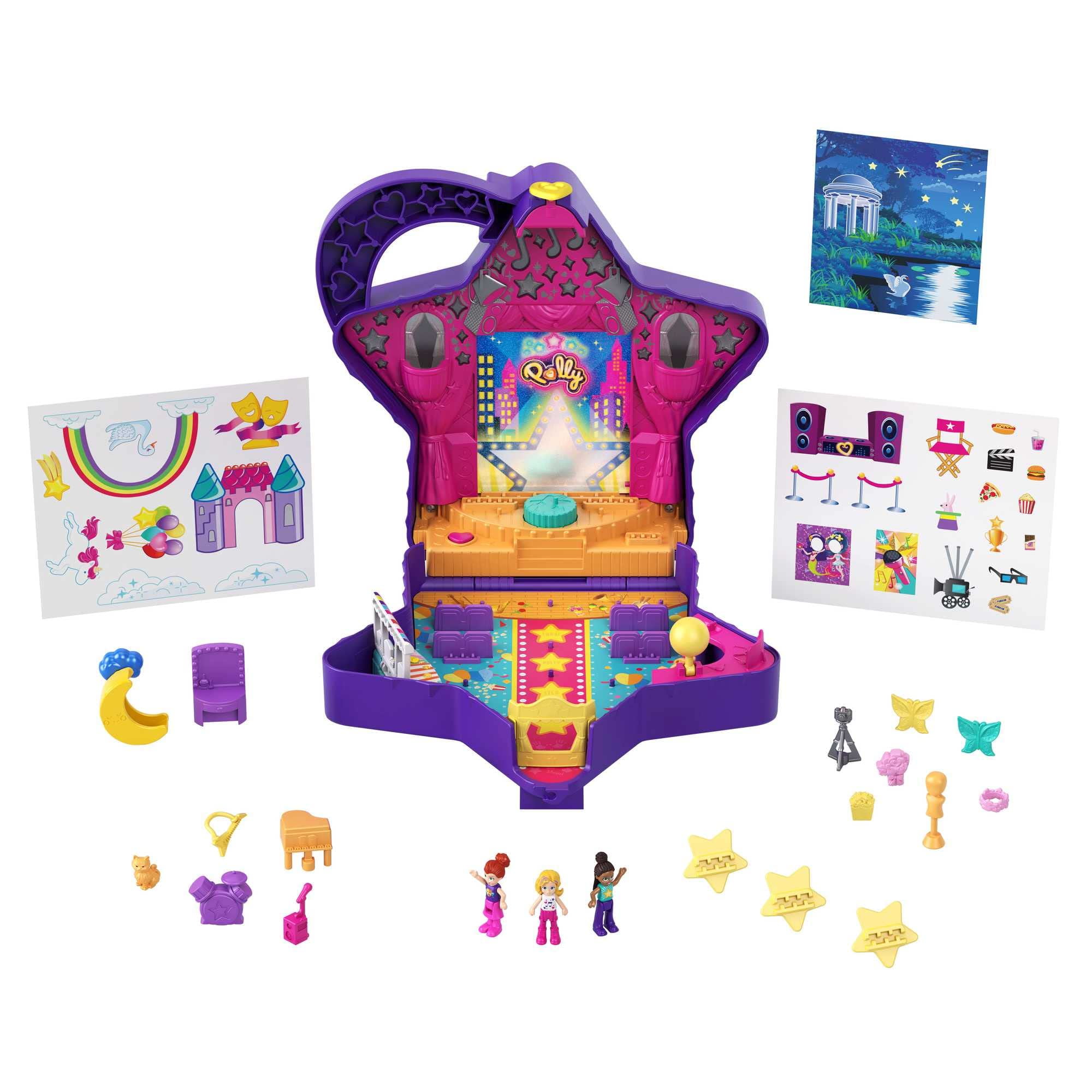 Polly Pocket Starring Shani Art Studio Compact, Micro Shani & Friend Dolls,  5 Reveals, 12 Accessories, Pop & Swap Feature, 4 & Up
