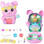 Polly Pocket Tea Party Bunny Compact Playset with 1 Micro Doll, Pet Bunnies & Styling Accessories