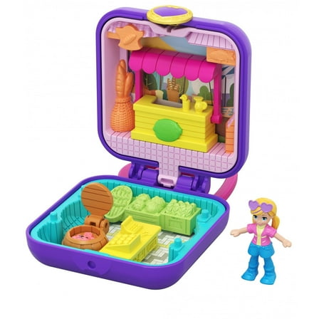 Polly Pocket Tiny Pocket Places Polly Farmer’s Market Compact, Micro Doll and Accessory