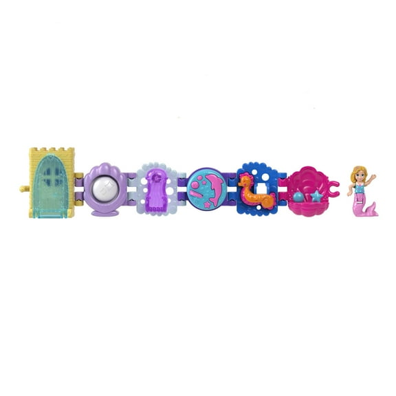 Polly Pocket Toys, Bracelet Treasures Wearables with Snap-Together Sections and Micro Doll