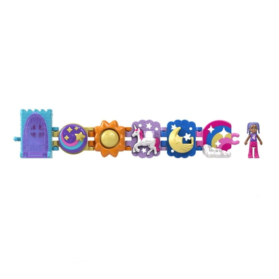 Polly Pocket Toys, Bracelet Treasures Wearables with Snap-Together Sections and Micro Doll