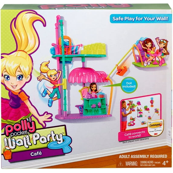 Polly Pocket Wall Party Cafe Playset - Safe Play for your Wall - Doll Included