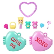 Polly Pocket x Sweethearts Doll & 2 Playsets with 7 Accessories, Compact Travel Toy with Keychain Clip