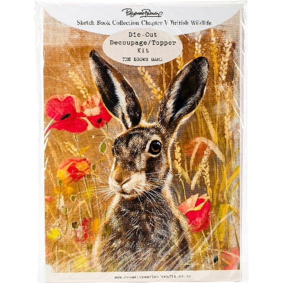 Pollyanna Pickering Sketchbook A4 Die-Cut Decoupage Card Kit-Ch.5 British Wildlife Brown Hare