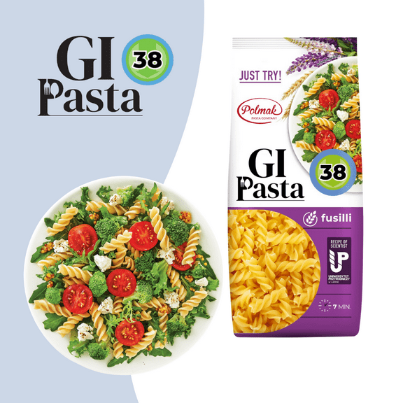 Polmak GI Wheat Fusilli Pasta, Low GI, Protein-Rich, High Fiber, 8.8 oz