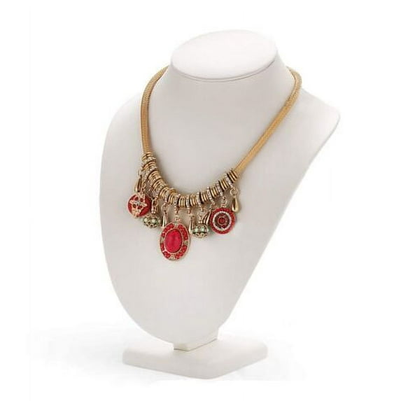 Polmart Necklace Jewelry Display Stand White Leatherette Tall Necklace Chain Jewelry Bust Display Holder Stand Necklace Pendant Holder Bust Stand Storage Decoration & Presentation (H:11.4")