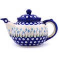 thumbnail image 1 of Polmedia Floral Peacock Polish Pottery 1.63 qt. Stoneware Teapot, 1 of 6