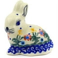 thumbnail image 1 of Polmedia Polish Pottery Spring Flowers Bunny Figurine, 1 of 6