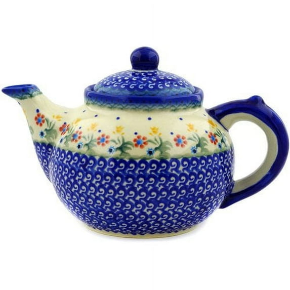Polmedia Spring Flowers 1.6 Qt. Polish Pottery Teapot