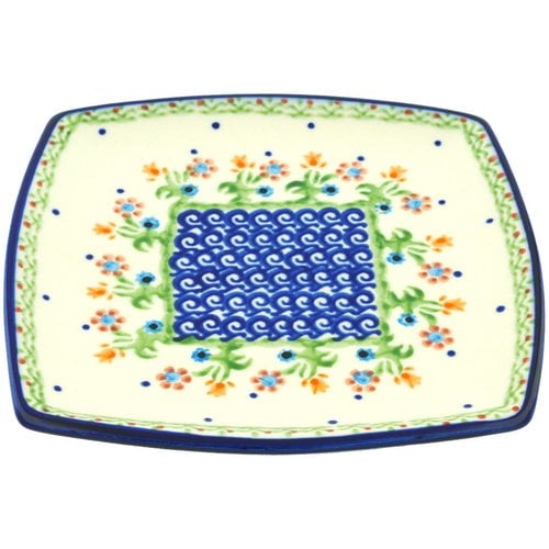 Spring Flowers Hand-Painted Ceramic Square Plate