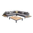 thumbnail image 1 of Polo Aluminum and Teak Wood Outdoor Coffee Table in Gray, 1 of 10