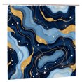 thumbnail image 1 of Polo Blue Gold Marble Pattern Polyester Shower Curtain for Spring Summer Home Bathroom Bath Tub Decor 72x72 inch, 1 of 5