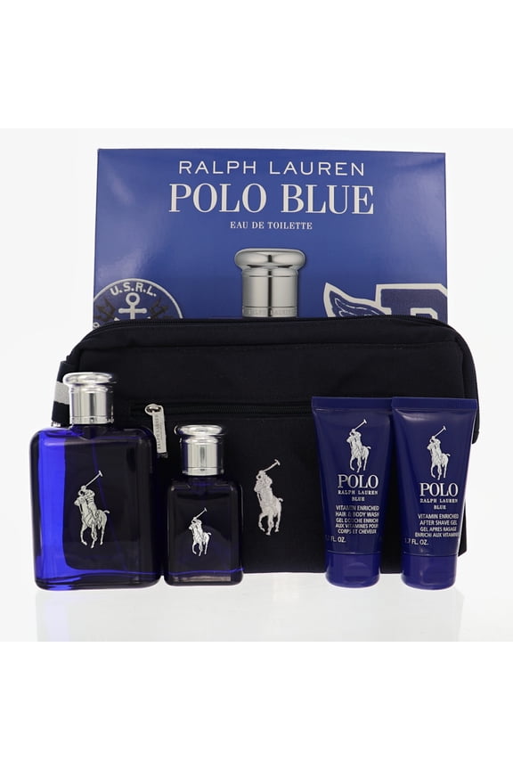 Polo Blue Men 5 Piece Gift Set - 4.2 Oz Eau De Toilette Spray By Ralph Lauren