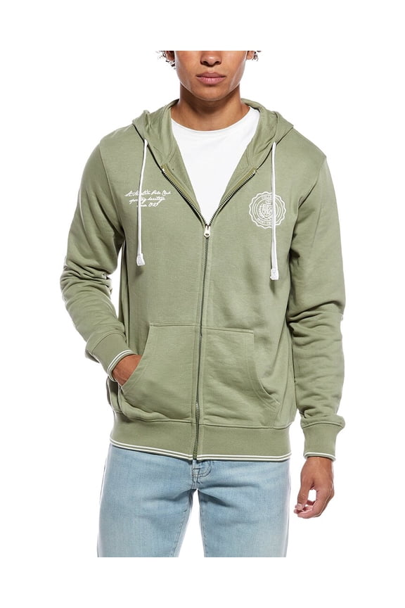 mens Felpa Con Zip Hoodie, l, Green