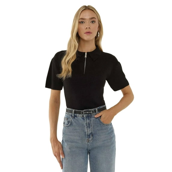 Polo Collar Zippered Sweater