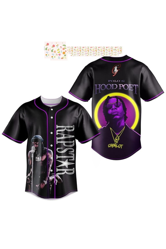 Polo G Hood Poet Rap Star Baseball Jersey