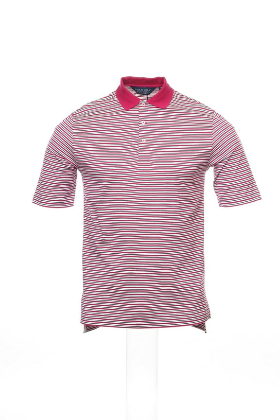 Polo Golf by Ralph Lauren Men's Striped Pima Cotton Polo Shirt (Small, Purple)