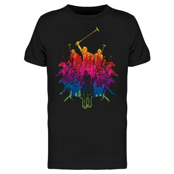 Polo Horses Colored Design T-Shirt Men -Image by Shutterstock, Male x-Large